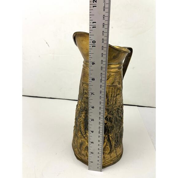 Antique ELPEC England Embossed Brass Decorative Pitcher Stamped - Picture 2 of 10